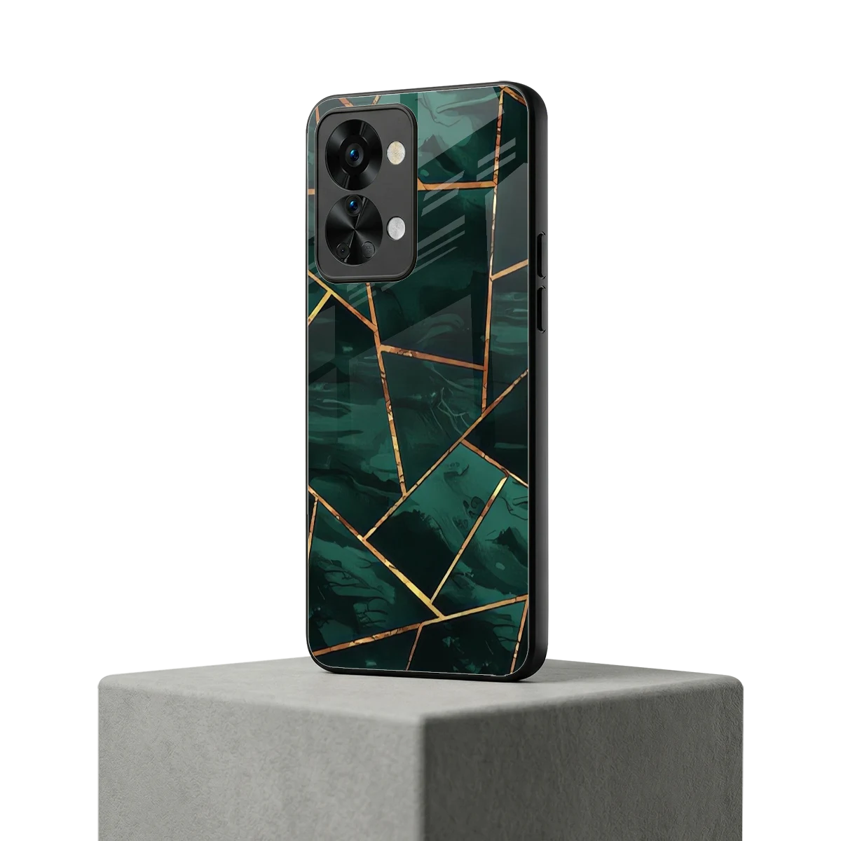 Geometric green oneplus nord 2t mobile cover | shockproof glass phone case