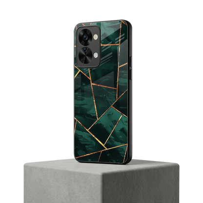 Geometric green oneplus nord 2t mobile cover | shockproof glass phone case
