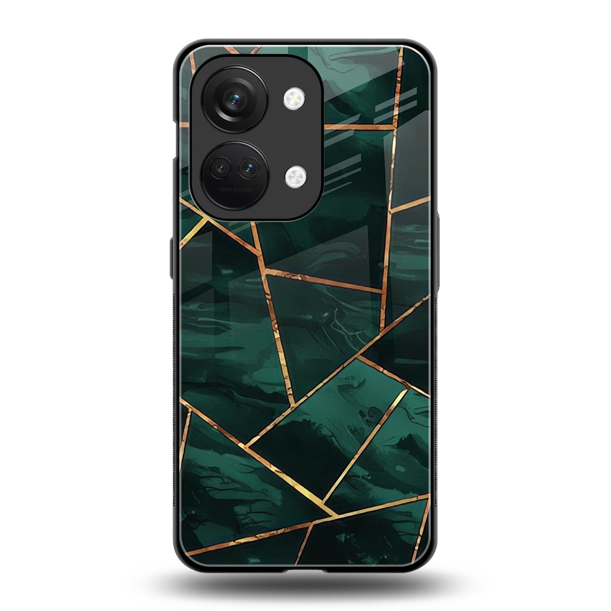 Geometric green back phone cover | glass case for oneplus nord 3