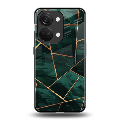 Geometric green back phone cover | glass case for oneplus nord 3