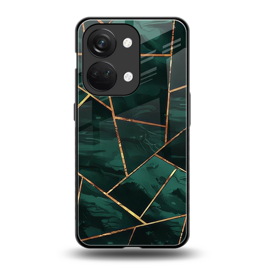 Geometric green back phone cover | glass case for oneplus nord 3