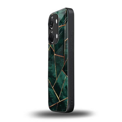 Geometric green oneplus nord 3 mobile cover | shockproof glass phone case