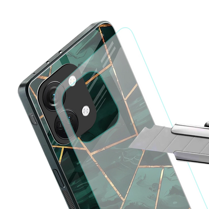 Geometric green stylish phone case for oneplus nord 3 | glossy glass and slim fit