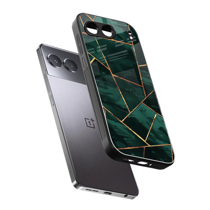 Geometric green sleek oneplus nord 4 cover with tempered glass back and TPU edges