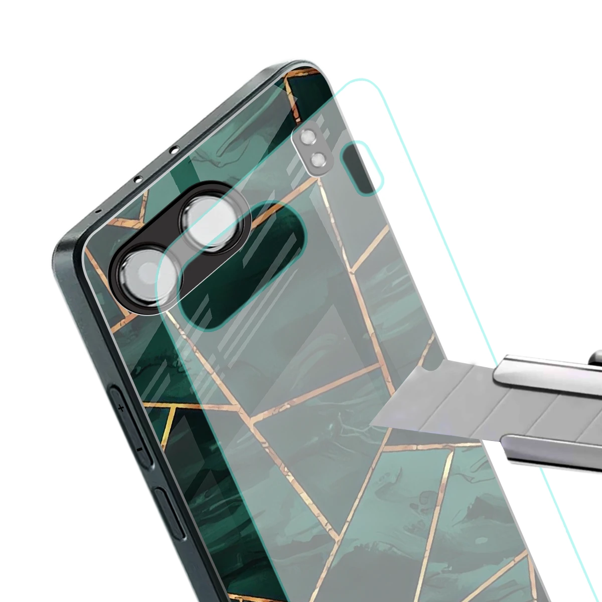 Geometric green stylish phone case for oneplus nord 4 | glossy glass and slim fit