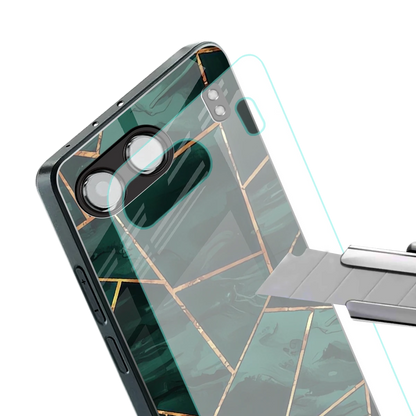 Geometric green stylish phone case for oneplus nord 4 | glossy glass and slim fit