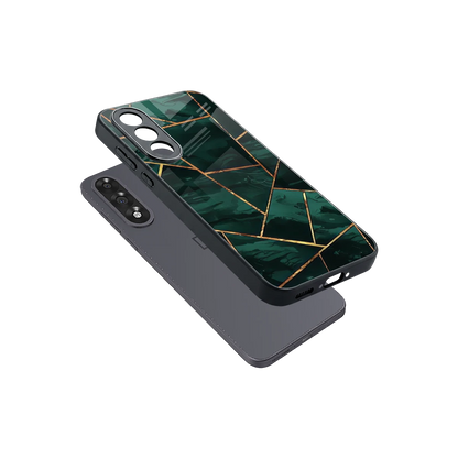 Geometric green sleek oneplus nord 5 cover with tempered glass back and TPU edges