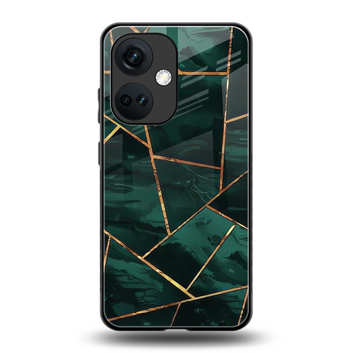 Geometric green back phone cover | glass case for oneplus nord ce 3