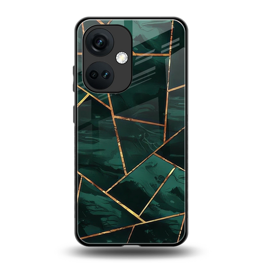 Geometric green back phone cover | glass case for oneplus nord ce 3