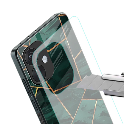 Geometric green stylish phone case for oneplus nord ce 3 | glossy glass and slim fit