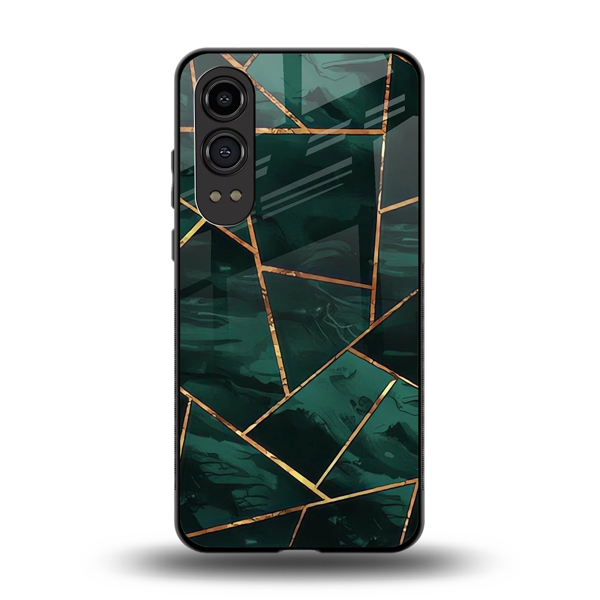 Geometric green back phone cover | glass case for oneplus nord ce 4 lite