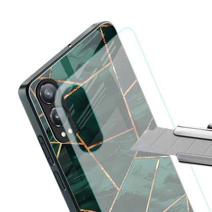 Geometric green stylish phone case for oneplus nord ce 4 lite | glossy glass and slim fit