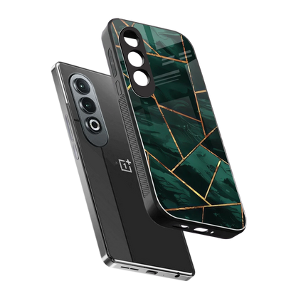 Geometric green sleek oneplus nord ce 4 cover with tempered glass back and TPU edges