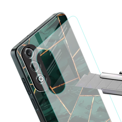 Geometric green stylish phone case for oneplus nord ce 4 | glossy glass and slim fit