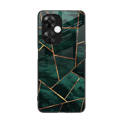 Geometric green back phone cover | glass case for oneplus nord ce 3 lite