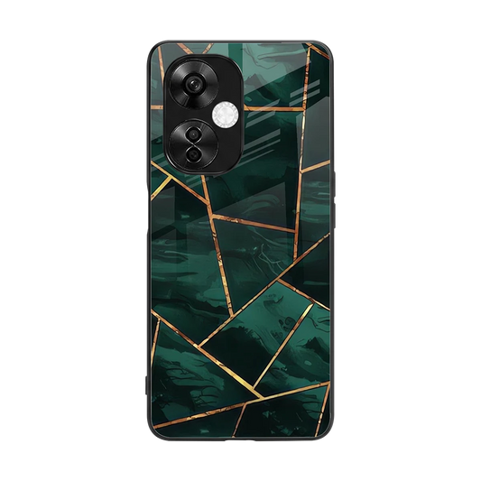 Geometric green back phone cover | glass case for oneplus nord ce 3 lite