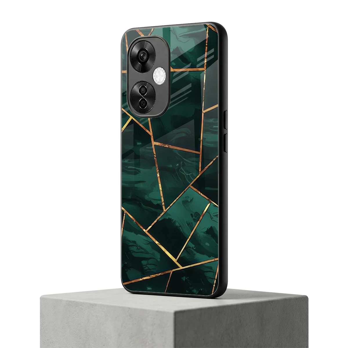 Geometric green oneplus nord ce 3 lite mobile cover | shockproof glass phone case