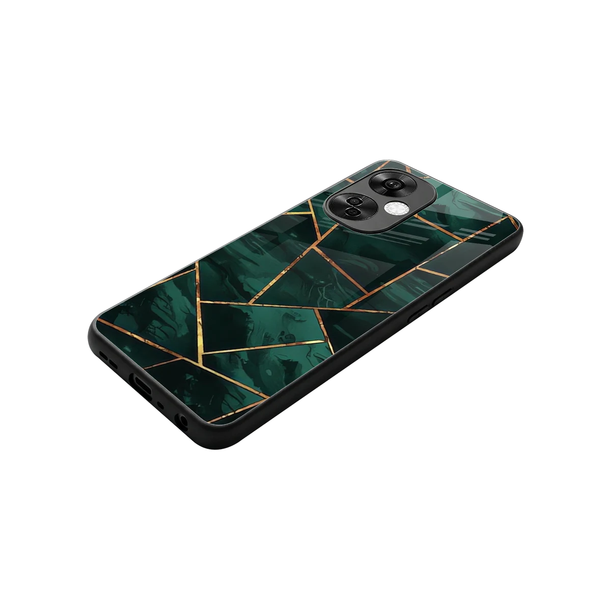 Geometric green stylish phone case for oneplus nord ce 3 lite | glossy glass and slim fit