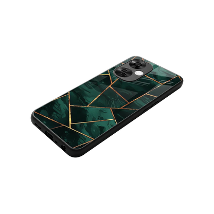 Geometric green stylish phone case for oneplus nord ce 3 lite | glossy glass and slim fit