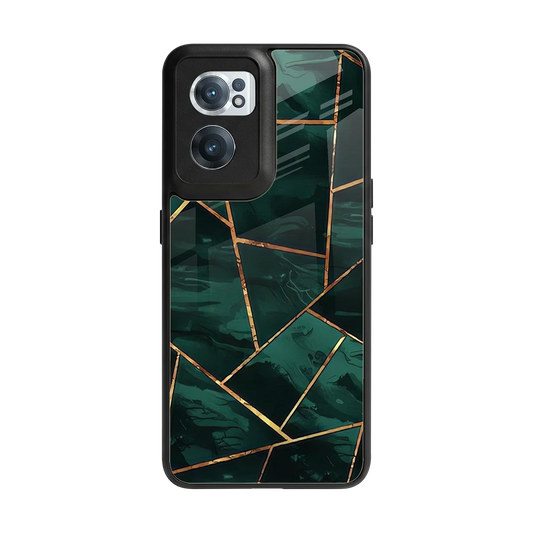 Geometric green back phone cover | glass case for oneplus nord ce 2