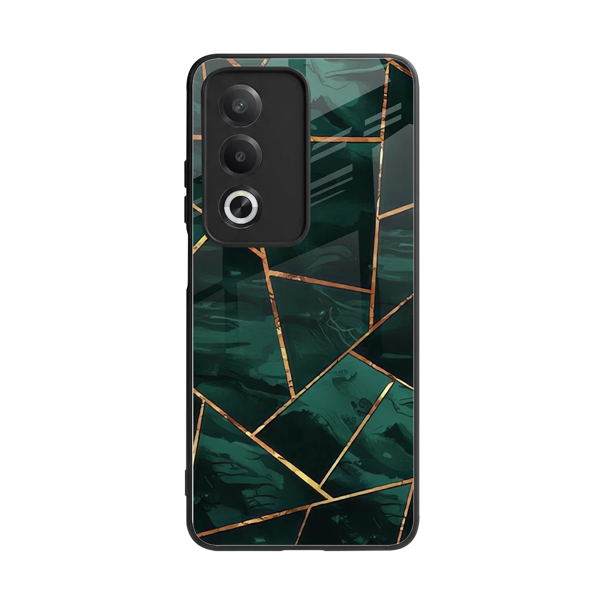 Geometric green back phone cover | glass case for oppo a3 pro