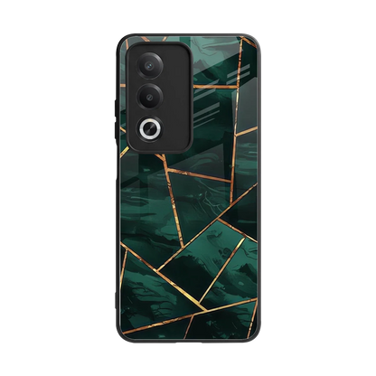 Geometric green back phone cover | glass case for oppo a3 pro