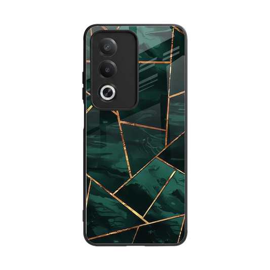 Geometric green back phone cover | glass case for oppo a3 pro