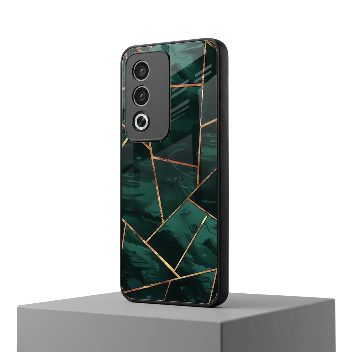 Geometric green oppo a3 pro mobile cover | shockproof glass phone case