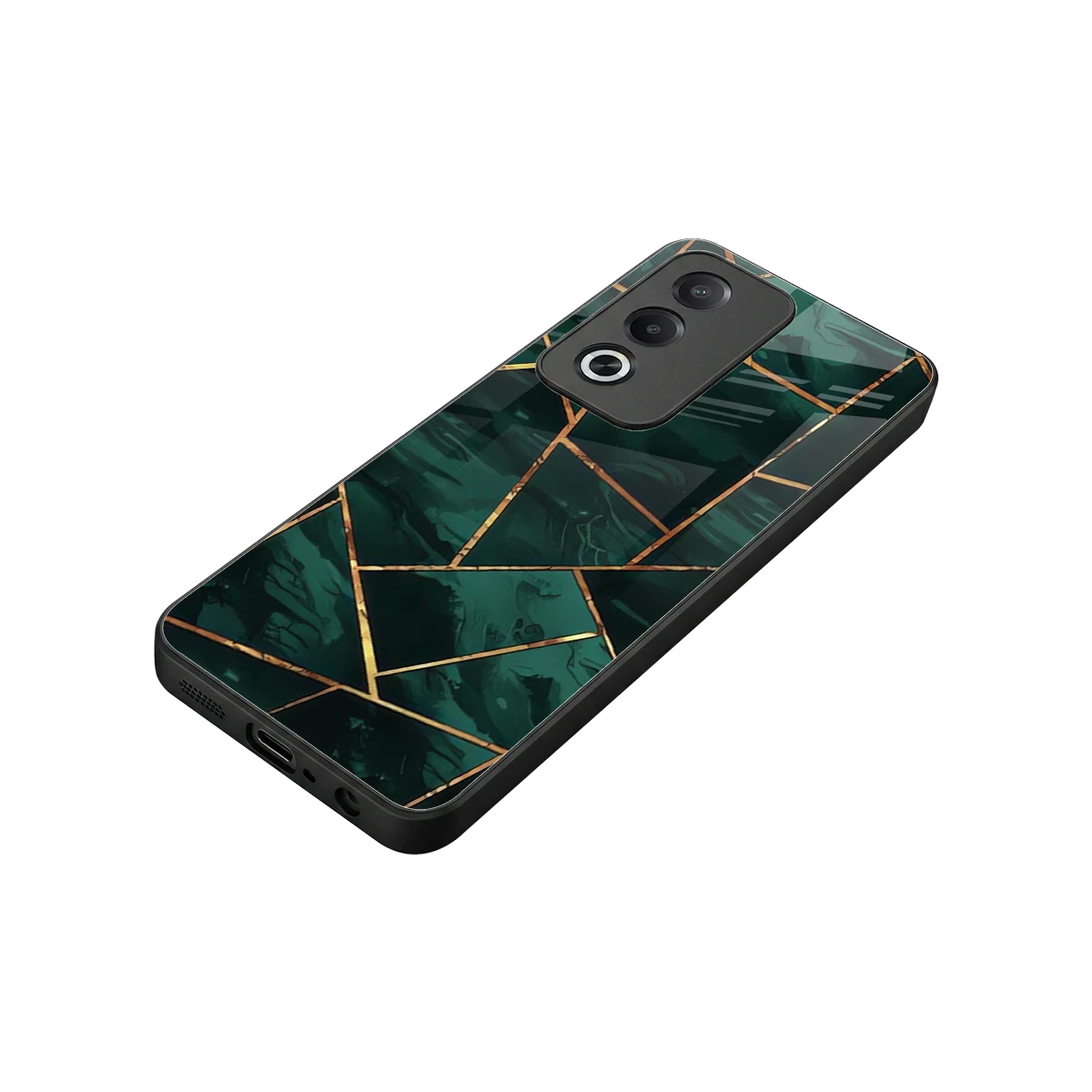 Geometric green stylish phone case for oppo a3 pro | glossy glass and slim fit