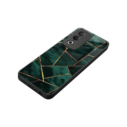 Geometric green stylish phone case for oppo a3 pro | glossy glass and slim fit