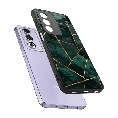 Geometric green sleek oppo a3 pro cover with tempered glass back and TPU edges