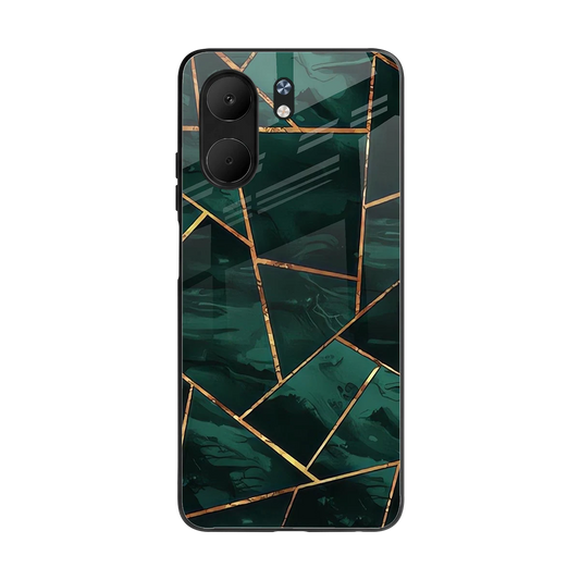 Geometric green back phone cover | glass case for oppo a5x 5g