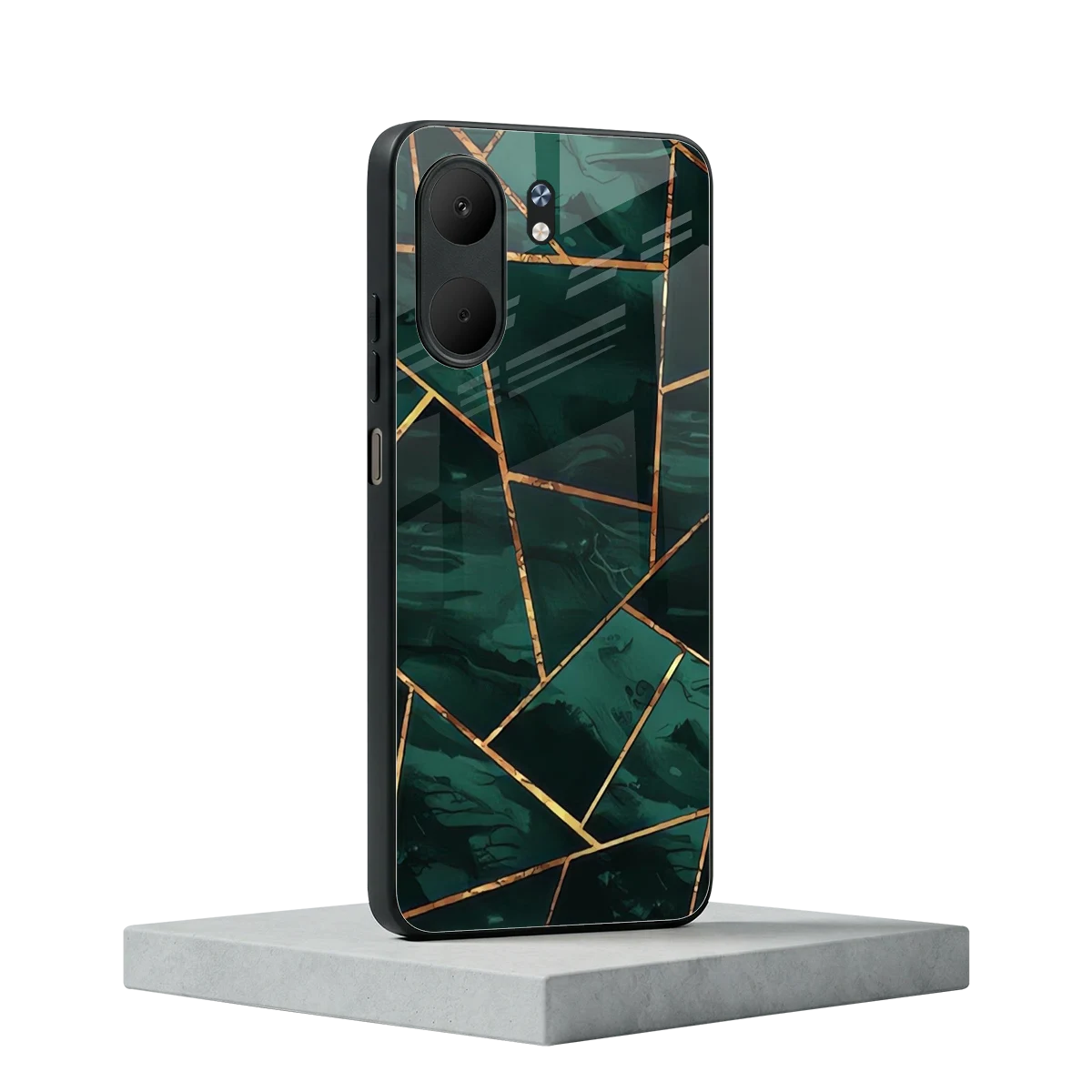 Geometric green oppo a5x 5g mobile cover | shockproof glass phone case