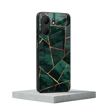 Geometric green oppo a5x 5g mobile cover | shockproof glass phone case