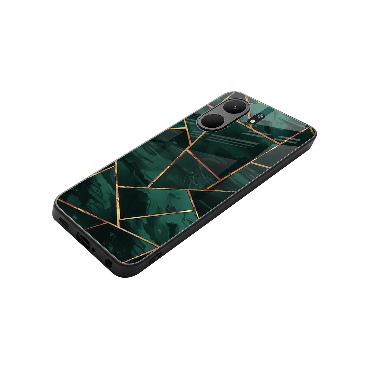 Geometric green stylish phone case for oppo a5x 5g | glossy glass and slim fit