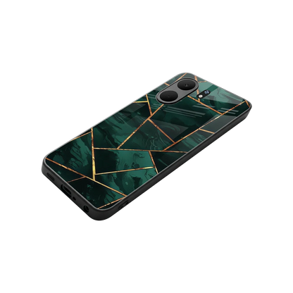 Geometric green stylish phone case for oppo a5x 5g | glossy glass and slim fit