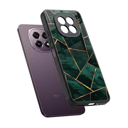 Geometric green sleek oppo f29 5g cover with tempered glass back and TPU edges