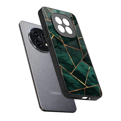 Geometric green sleek oppo f29 pro 5g cover with tempered glass back and TPU edges