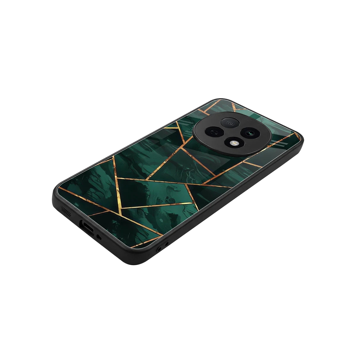 Geometric green stylish phone case for oppo f29 pro 5g | glossy glass and slim fit