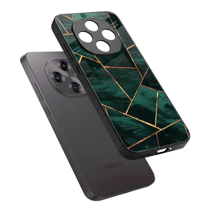 Geometric green sleek oppo f31 pro 5g cover with tempered glass back and TPU edges