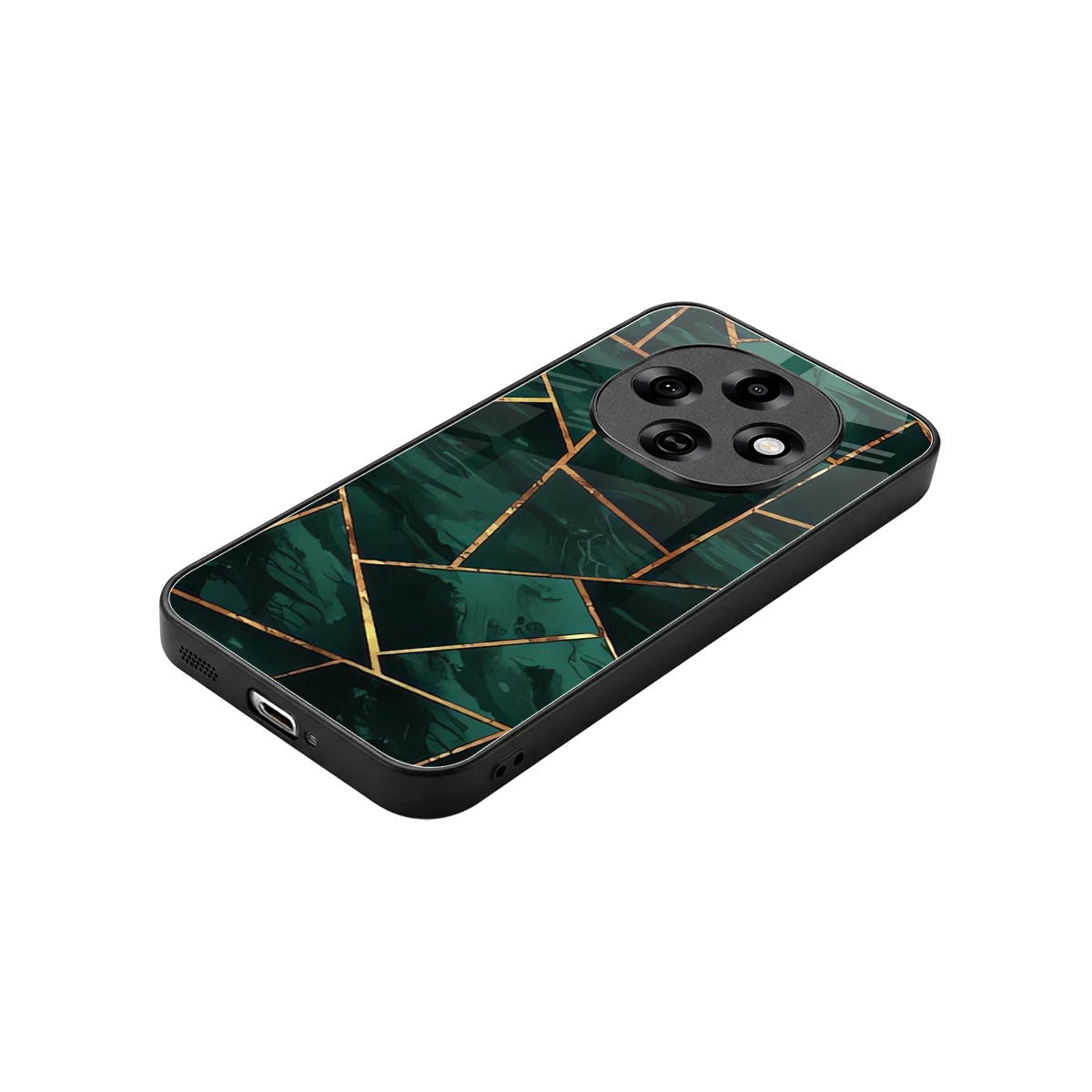 Geometric green stylish phone case for oppo f31 pro 5g | glossy glass and slim fit