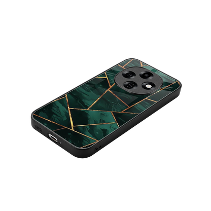 Geometric green stylish phone case for oppo f31 pro 5g | glossy glass and slim fit