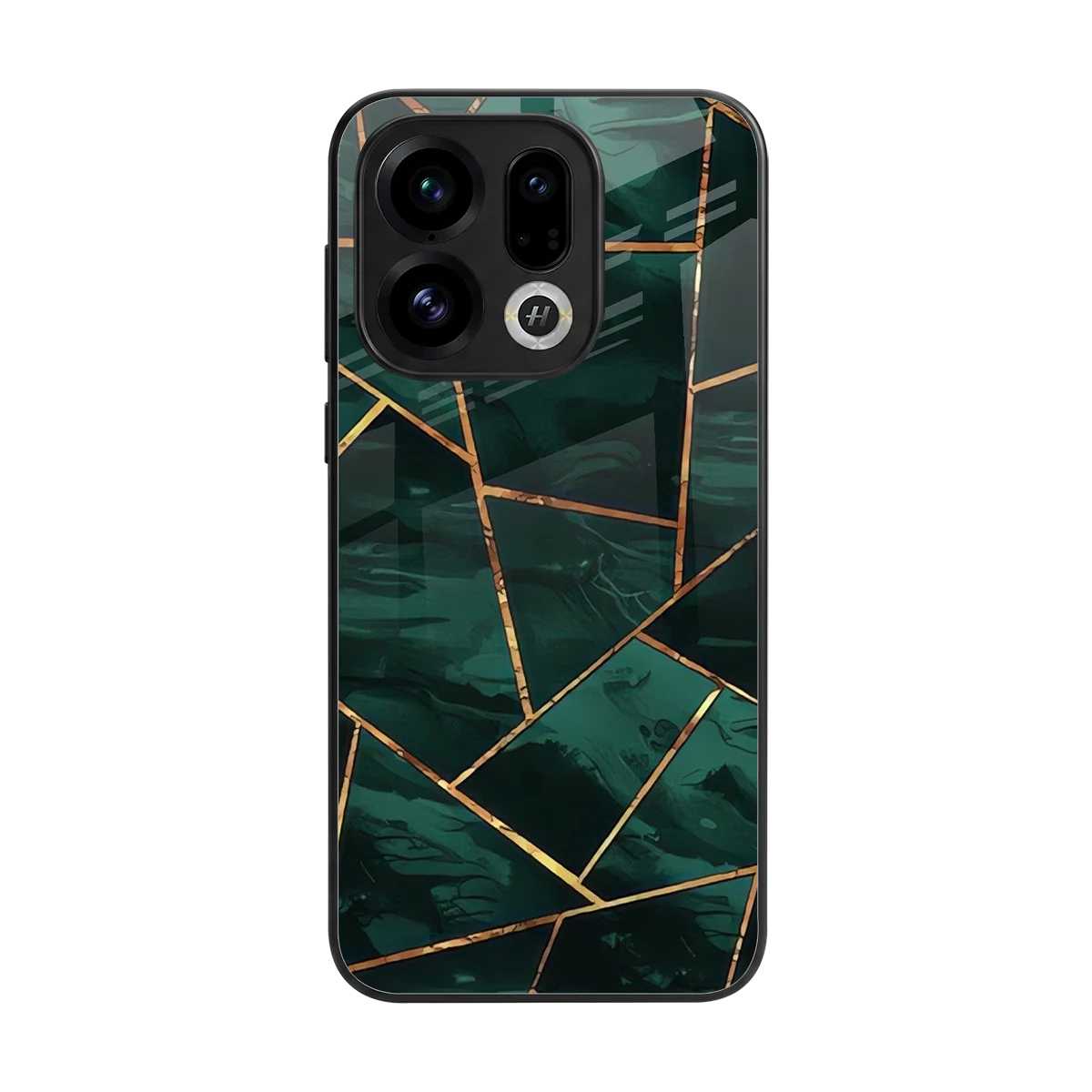 Geometric green back phone cover | glass case for oppo find x9