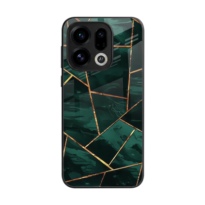 Geometric green back phone cover | glass case for oppo find x9