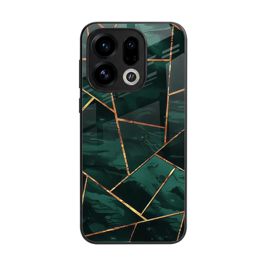 Geometric green back phone cover | glass case for oppo find x9