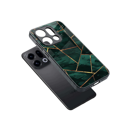 Geometric green sleek oppo find x9 cover with tempered glass back and TPU edges