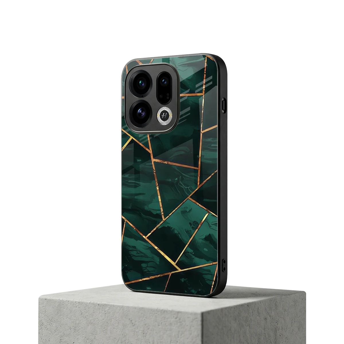 Geometric green oppo find x9 mobile cover | shockproof glass phone case