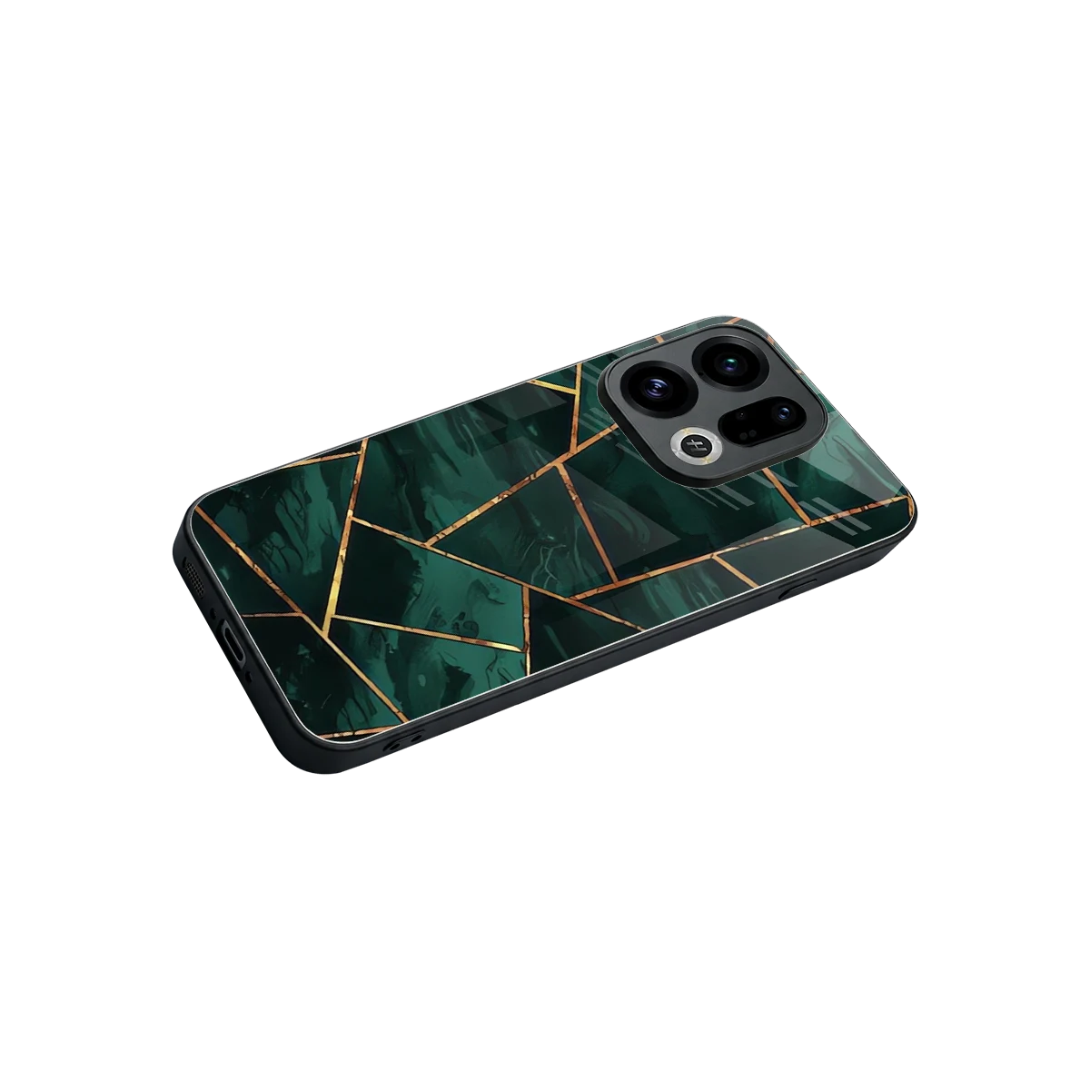 Geometric green stylish phone case for oppo find x9 | glossy glass and slim fit