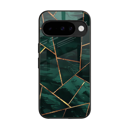 Geometric green back phone cover | glass case for google pixel 10