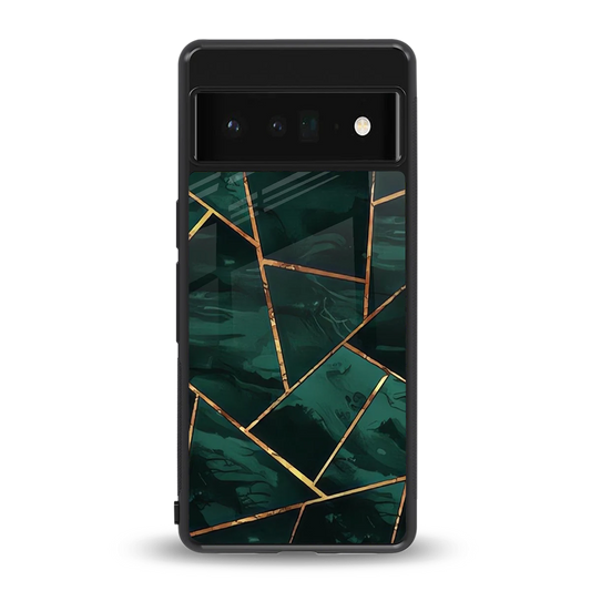 Geometric green back phone cover | glass case for google pixel 6 pro